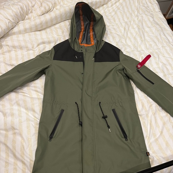 Mens Alpha Industries Sage Green Deluge Ripstop Fishtail Jacket - S - Picture 4 of 9